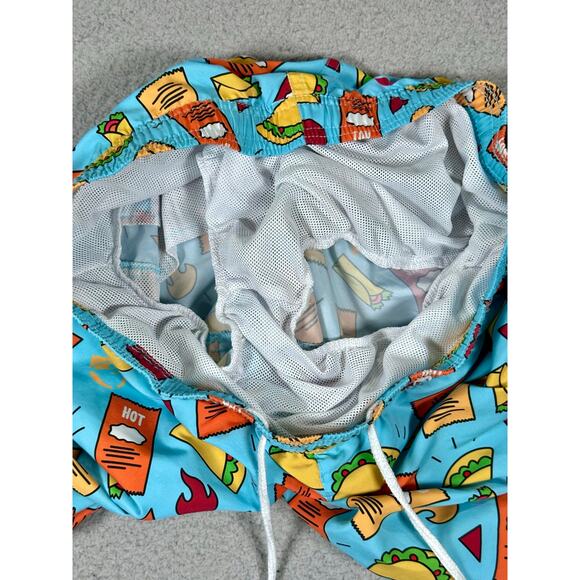 Taco Bell Swim Trunks Lined Men's Small Drawstring Hot Sauce Collection Food Fun - Picture 8 of 11